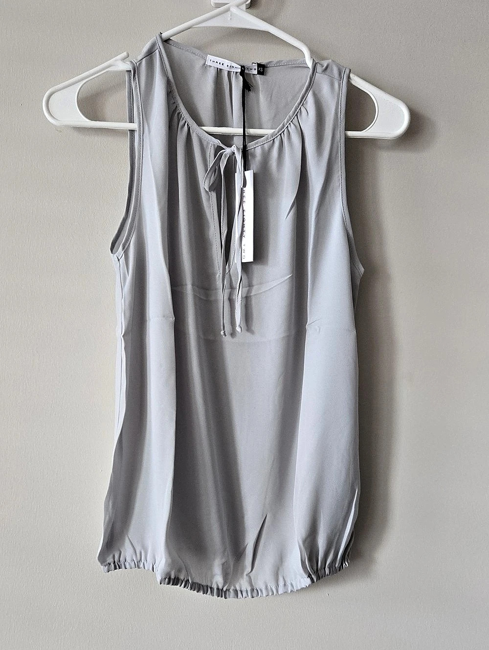 Three Eighty Two Lea Peasant Tank In Silver NWT